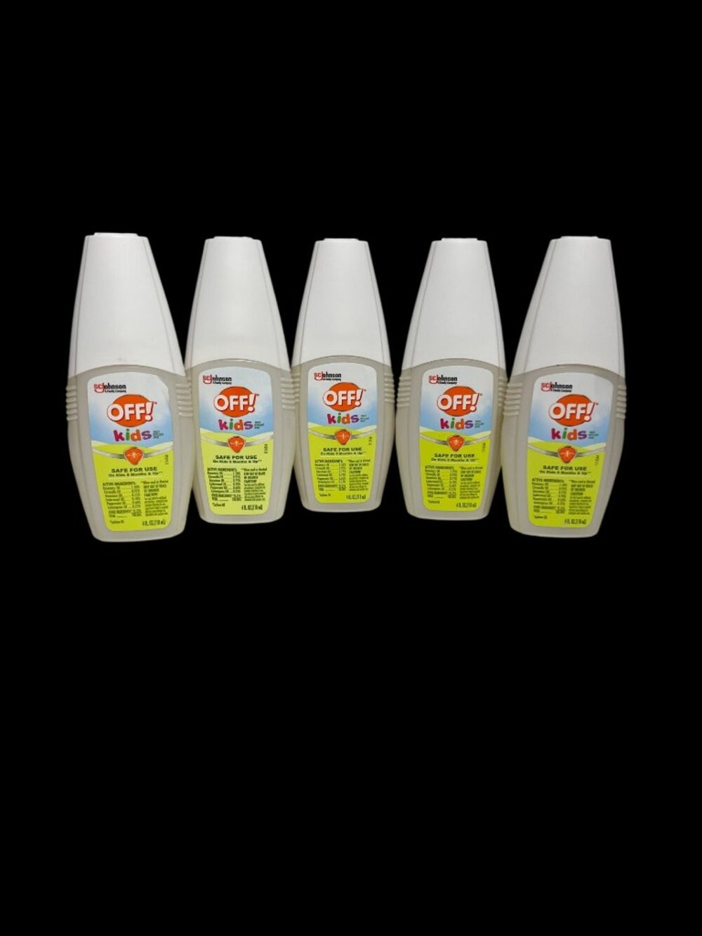 Lot of 5-OFF! Kids Mosquito Spray 100% Plant Based Oils Non Greasy 4 oz Bottles
